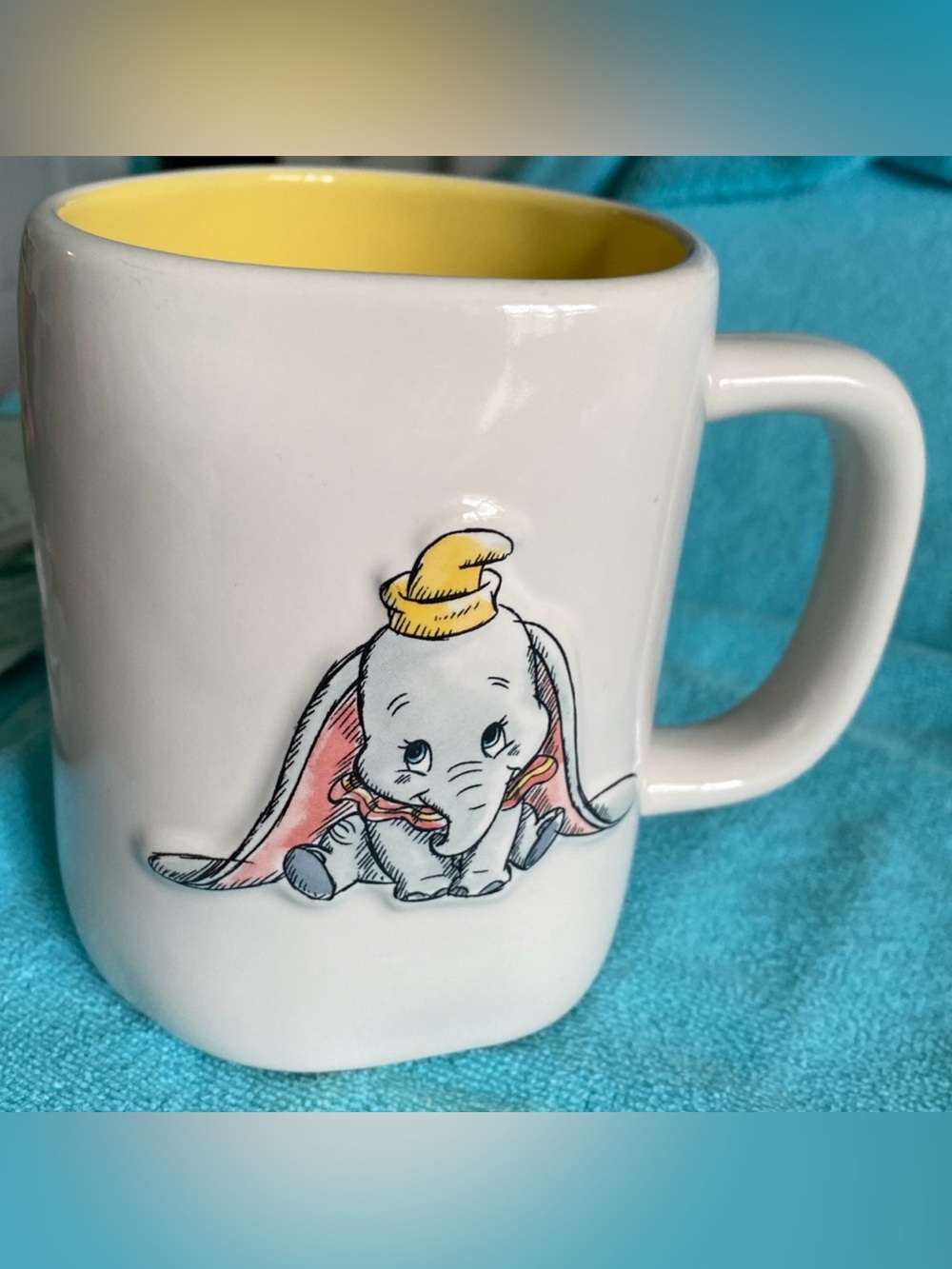 Rae Dunn Disney Dumbo Mug Double Sided with Dumbo’s ears down.